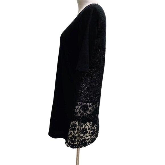 Johnny Was 4 Love & Liberty Small Top Blouse Embroidered Black Boho Short Sleeve - Picture 2 of 6